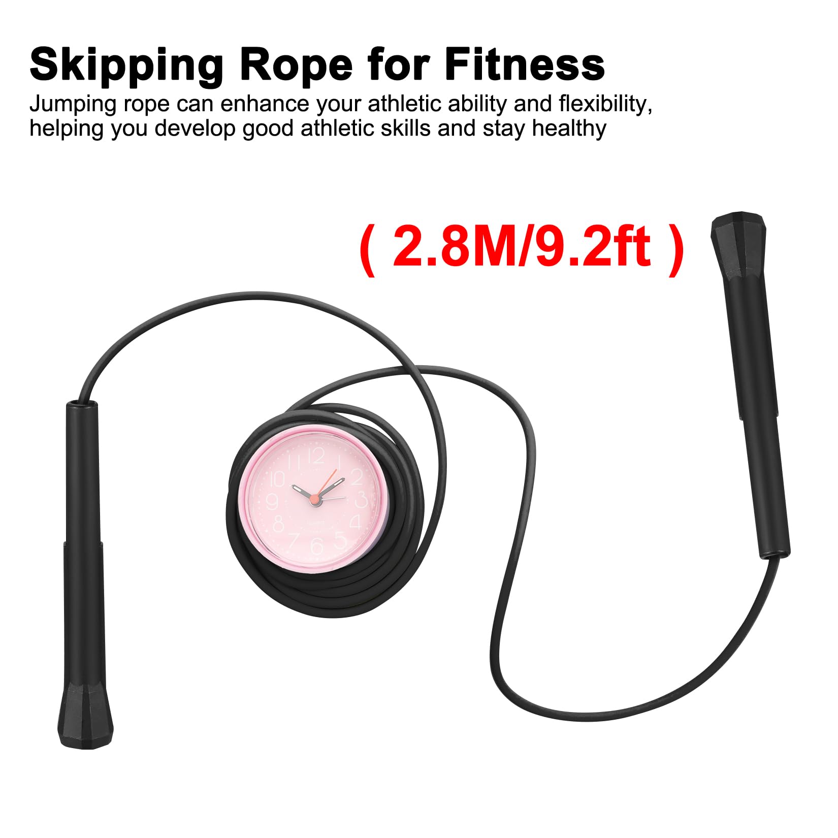 Corde à Sauter Perlée – 2,8 M, Nylon, PVC, Silicone – Poignée Antidérapante – Fitness, Vitesse, Enfants/Adultes