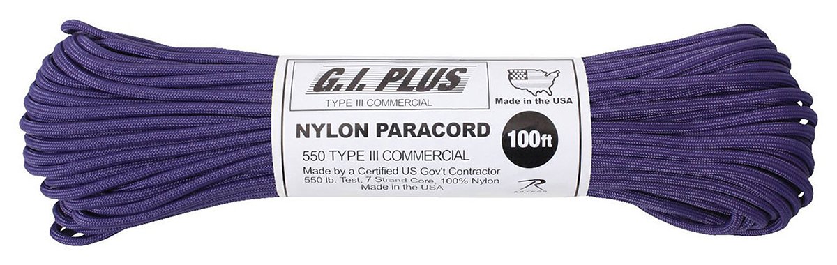 Purple 550LB Nylon Type III Paracord Rope 100 FEET