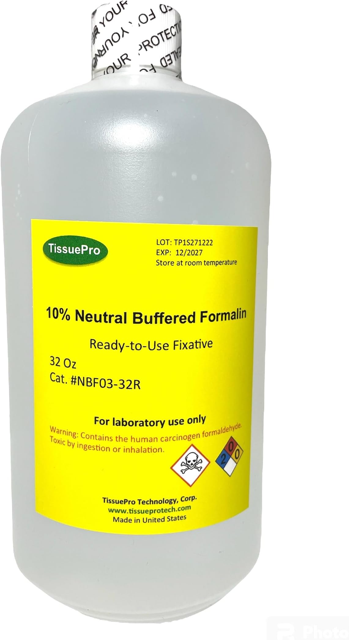 Tissue Pro - 10% Neutral Buffered Formalin (NBF) Ready-to-Use Histological Tissue Fixative, Formaldehyde Wet Specimen Preservation, Research Chemical