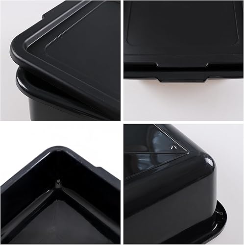 Miniatura 3 de Sadstory - Caja de plástico para autobús comercial de 13 L con tapa, bañera de plástico para restaurante, color negro, 3 paquetes