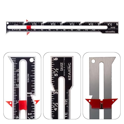 Miniatura 3 de Medidor de costura de 3 piezas con 2 bolígrafos borrables de aire, herramienta de medición de costura, regla de acolchado de tela
