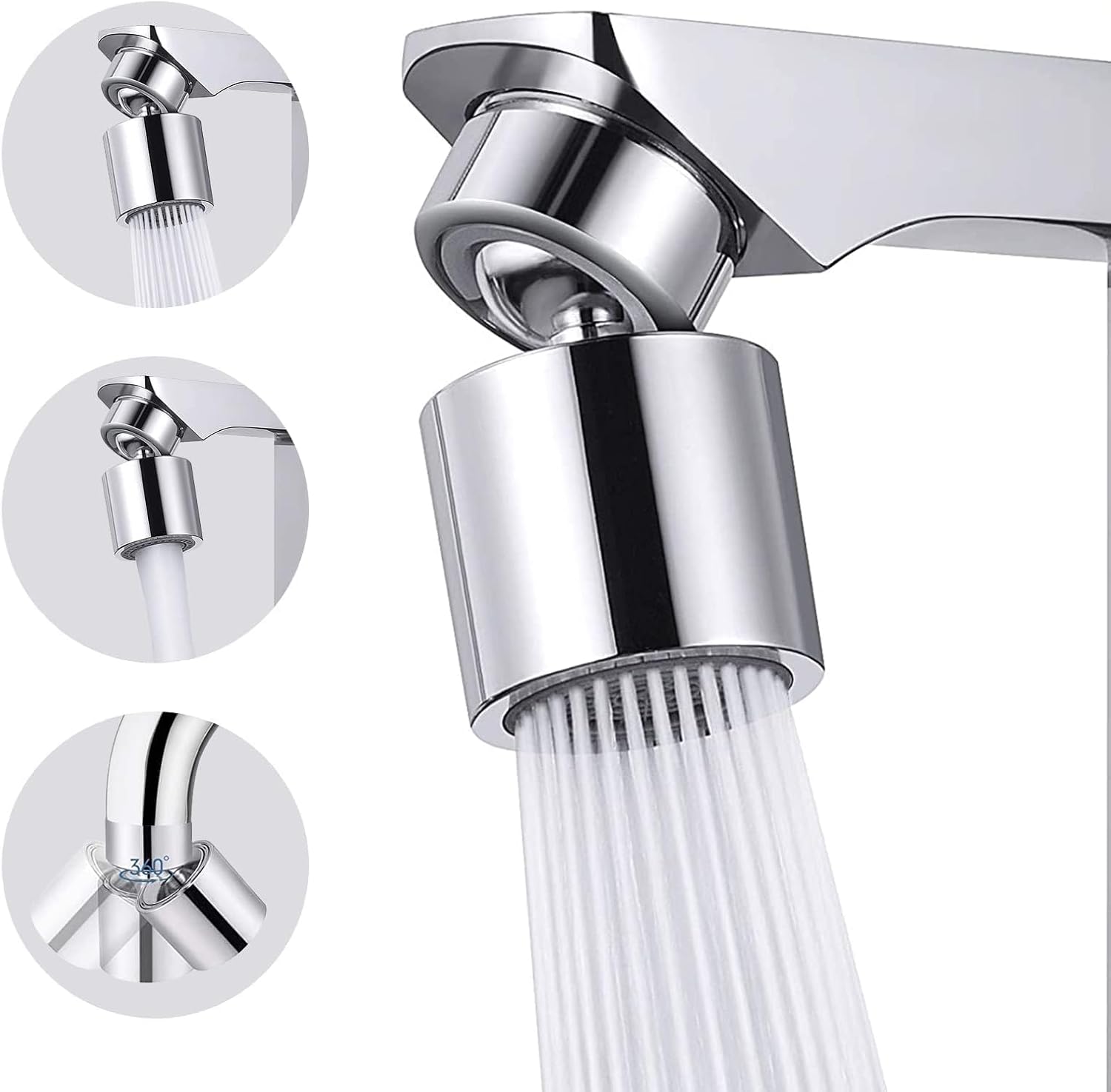 PENDEJATO 360° Tap Aerator, Rotatable 2Flow Faucet Aerator Extender