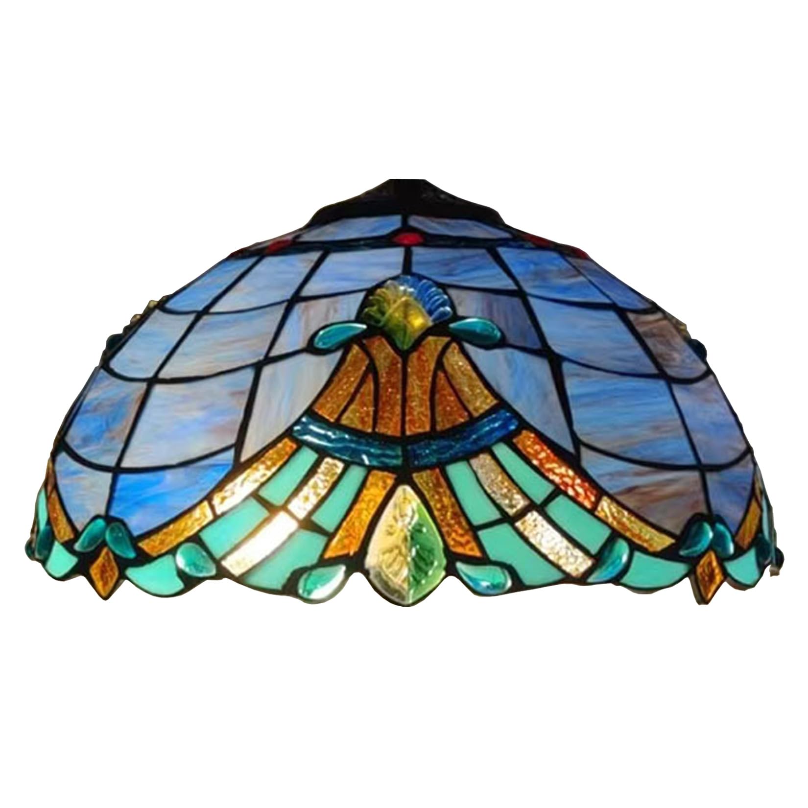 SaryEdge 16 Inch Baroque Lamp Shade Replacement, 40 cm Tiffany Stained Glass Lampshades Only with Cap, Suitable for Use with Table Lamp Floor Lamp Hanging Pendant lamp Ceiling Fixture，，