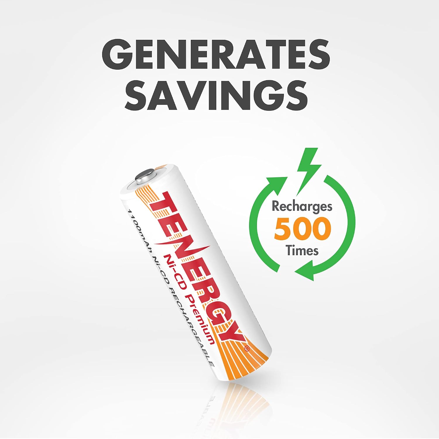 Tenergy AA Premium NiCd Rechargeable Batteries 1100mAh 1.2V Battery Pack for Solar Lights, Garden Lights, 12 Count