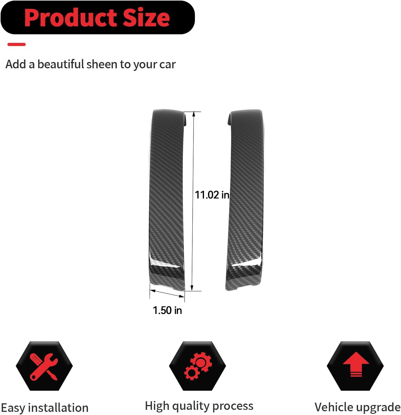 RT-TCZ Inner Door Handl Cover Trim Decoration Interior Accessories for Chevy Silverado 2007-2013,for GMC Sierra 2007-2013 (Black Carbon Fiber)