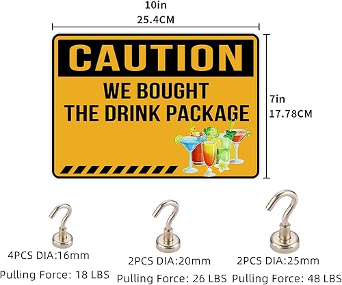 Miniatura 2 de Juego de 10 decoraciones magnéticas para puerta de crucero, 2 letreros de imanes grandes de precaución para puerta de crucero y 8 ganchos