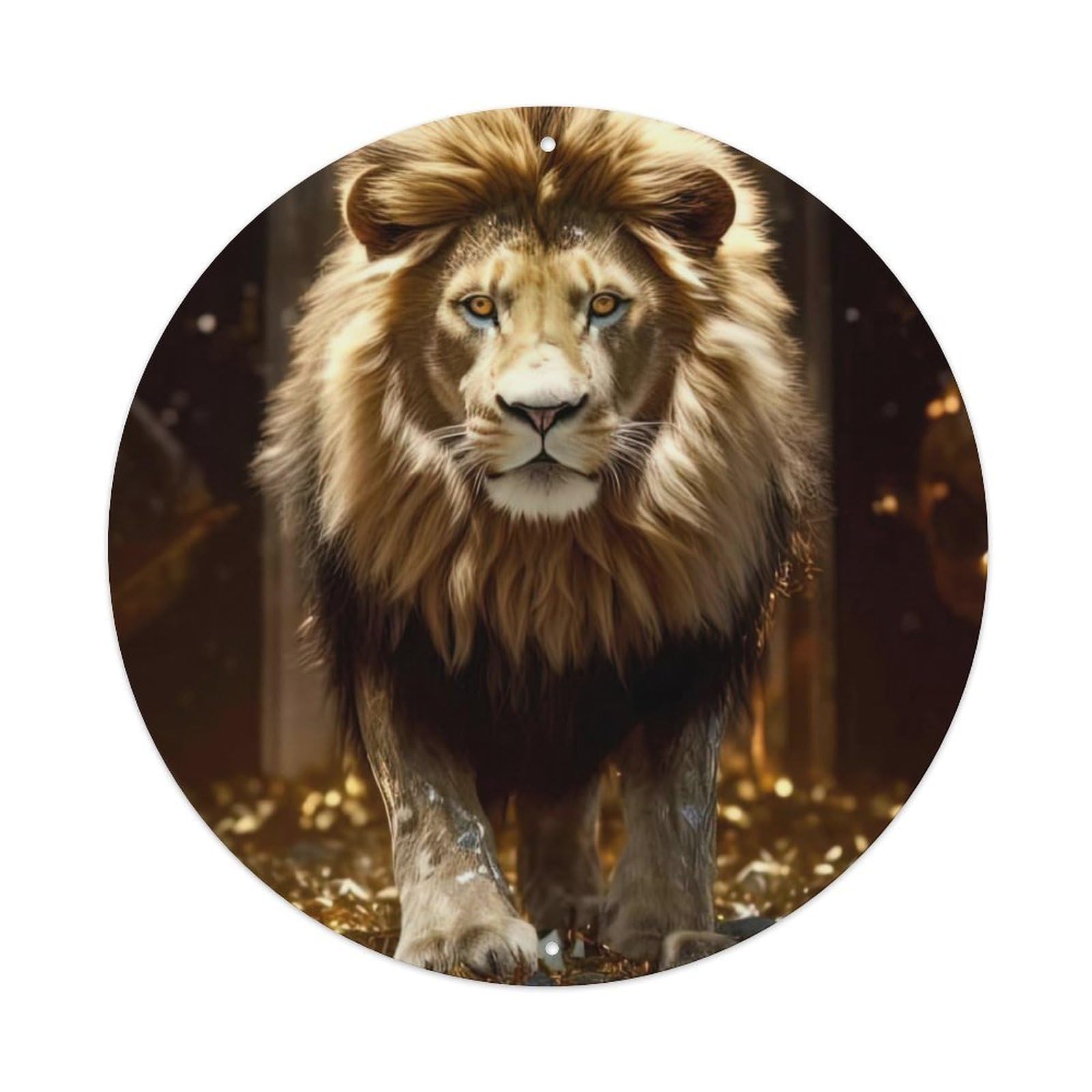 The Lion That Walks Slowly Wildlife Artwork Metal Tin Sign