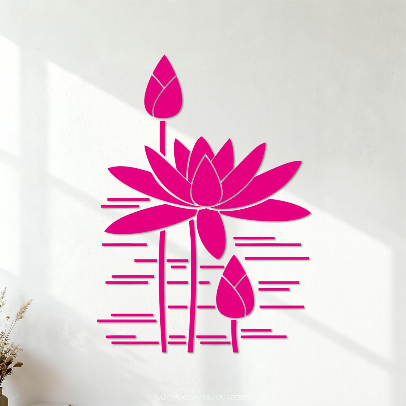 Engraving Decals Water Lily Lotus Flowers House 68x94.7cm Waterproof Rosered
