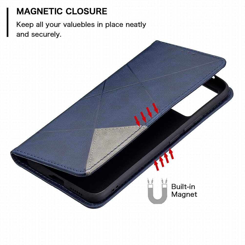 WBWONE Leather Folio Cover per VIVO Y19s, Goffratura a Farfalla Custodia in Pelle PU Magnetica Libro Flip Portafoglio Case con [Funzione Stand]. Blu
