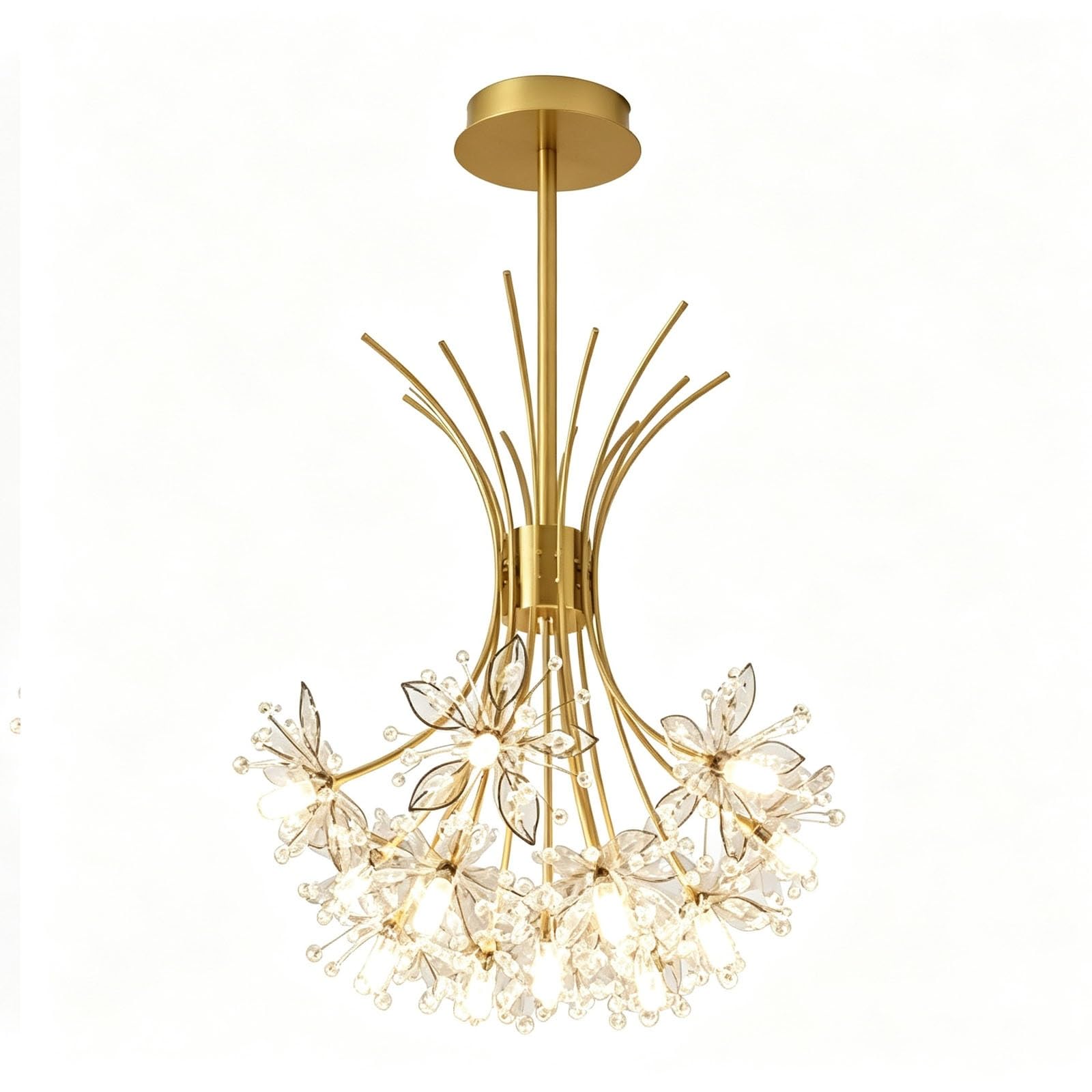 LUOYAOB Modern Crystal Chandelier Gold Flower Pendant Light Fixture