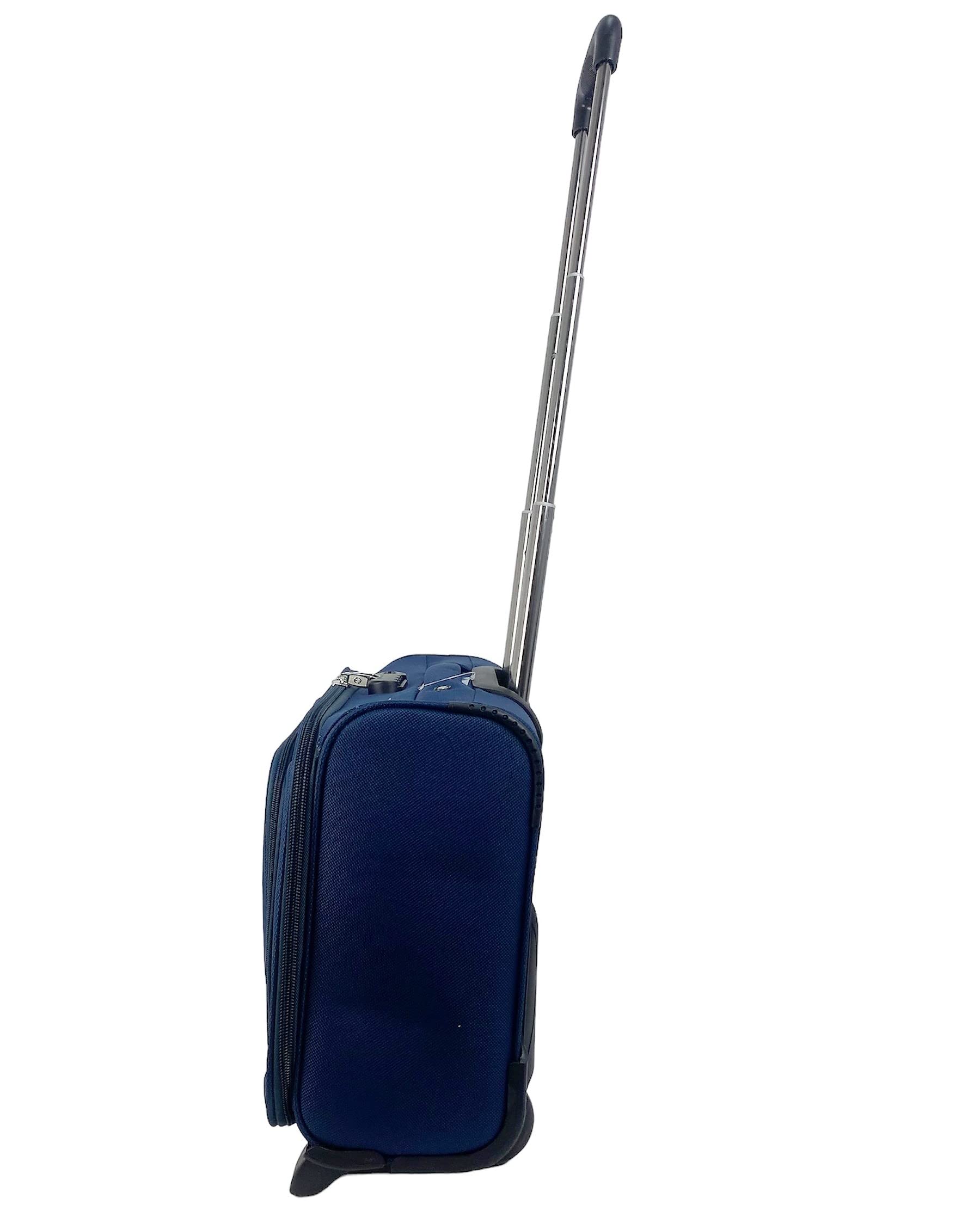 DED Maleta Trolley Equipaje de Mano Comercial piloto Medico Maletin con Ruedas y con 4 Compartimientos Color Azul