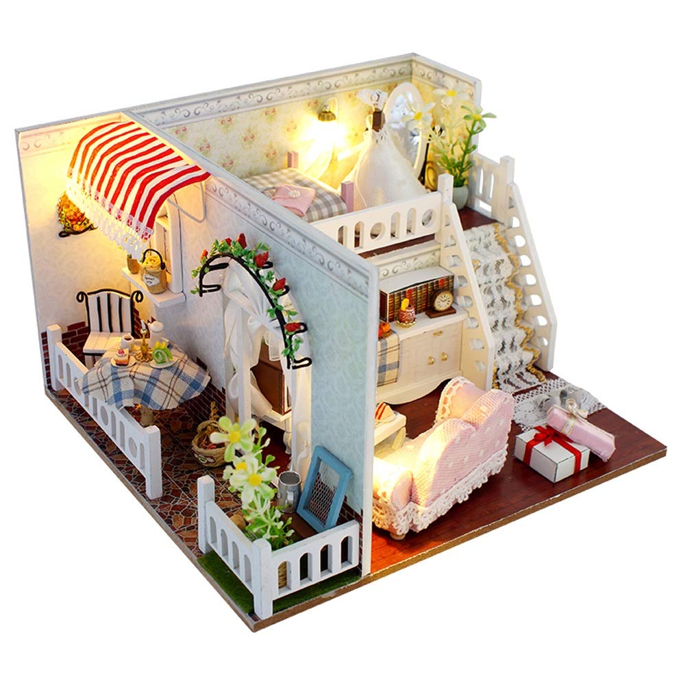 BONOCOCottage Margaret Creative Manually Assembling A Small House Model Toy Miniature Dollhouse Furniture Hand-assembled House Room Box Theatre Toys LED Lights For Children Birthday