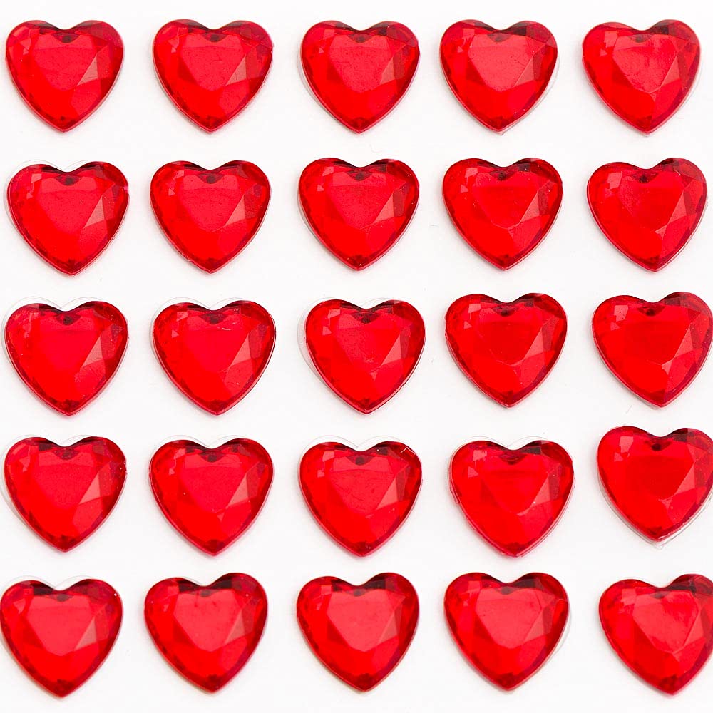 Italian Options - 10mm Red Heart Self Adhesive Stick on Gems (50 pcs)