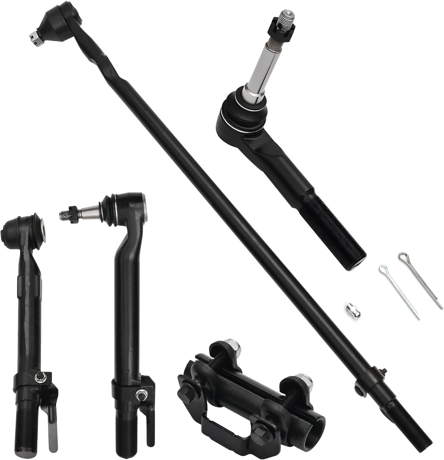 PZ 5PC Front Inner Outer Tie Rod End Kit for 2005-2016 Ford F250 F350 Super Duty 4WD, Tie Rods Kit Adjusting Sleeve Drag Link Pitman Arm Suspension Kit Replacement