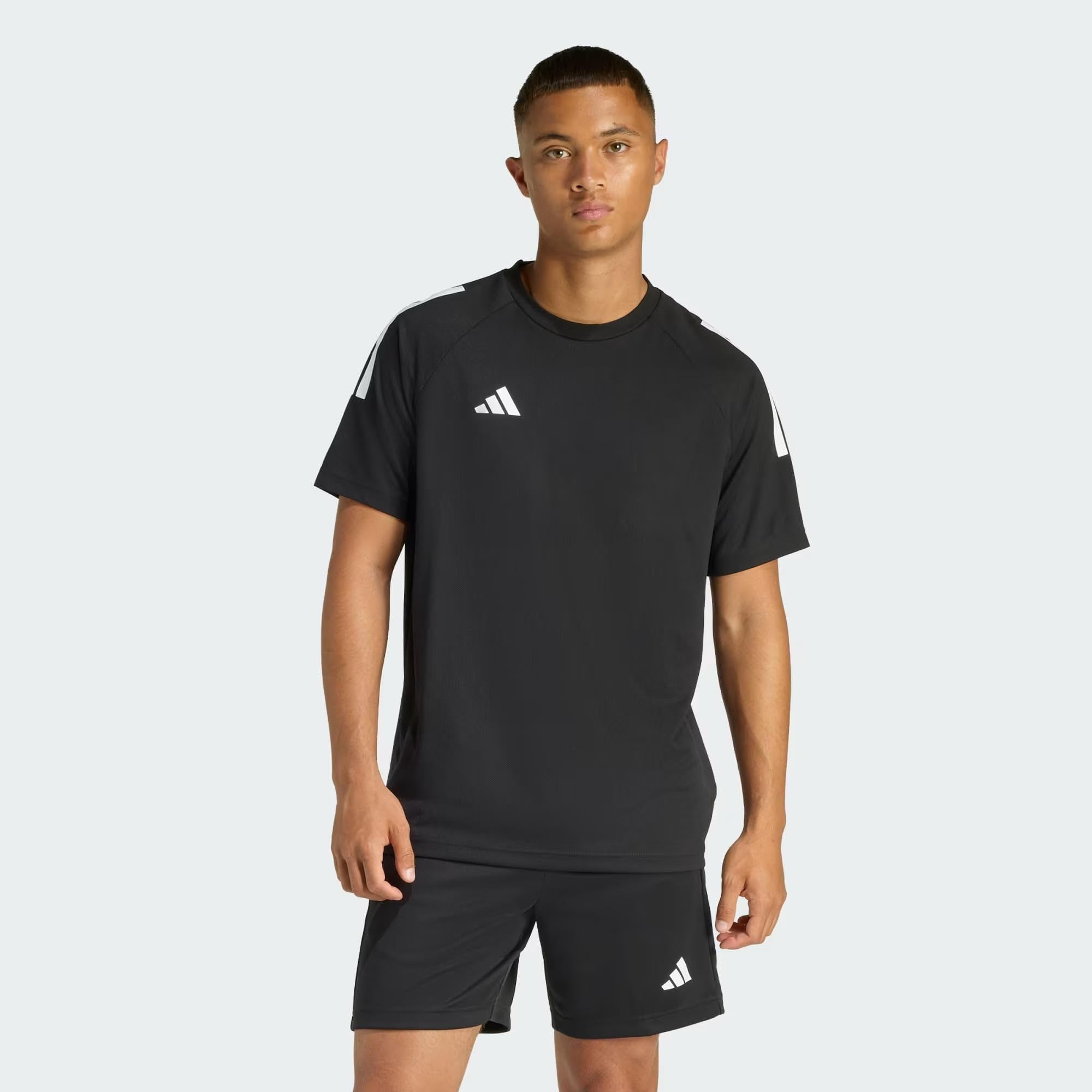 adidas Men's Climacool Sereno 3-Stripes Shirt, Black/White, L