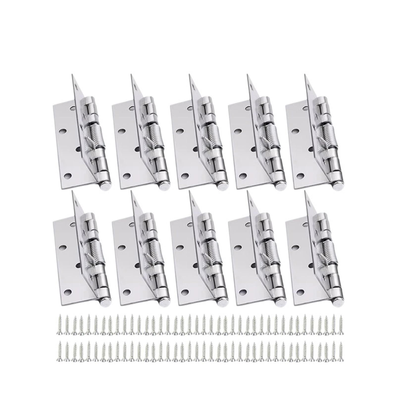 Huwoyg Silver - 4 Inch 10 Pcs 2/3/4Inch Self Closing Spring Hinge With Screws Stainless Steel Door Hinges For Gate(Silver-4 Inch)