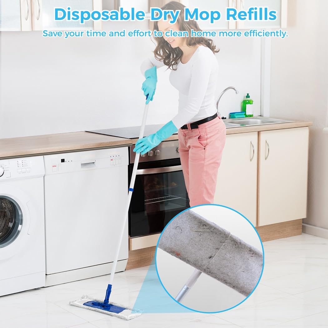 Paquete de 300 repuestos para fregona seca, paños desechables de 11 x 8.3 pulgadas, almohadillas de fregona secas, paños de limpieza del hogar, plumero electrostático para suelos y paredes