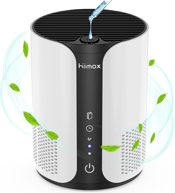HIMOX Air Purifier for Home, Air Purifiers With Aromatherapy H13 HEPA Filter Removes 99.97% of Pollen, Allergy Particles, Dust, Smoke, Portable Air Cleaner for Bedroom with 3 Speed, 4/8 H Timer, 20dB