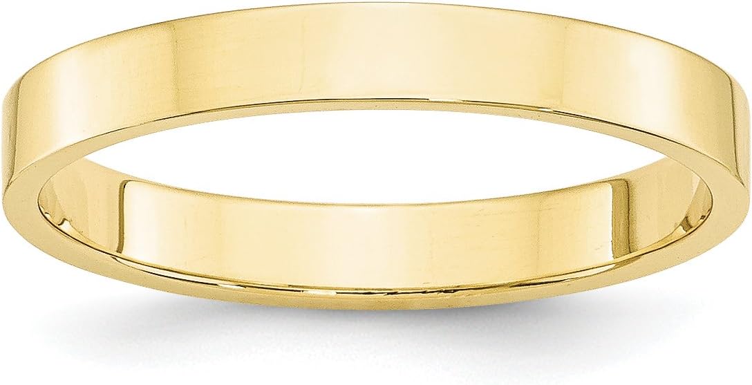10k Yellow Gold Flat Wedding Band Ring for Men or Women 3mm Wide Lightweight Unisex Minimalist Polished Finish Simple Commitment or Promise Unity Anniversary Engraving Plain Classic Jewelry