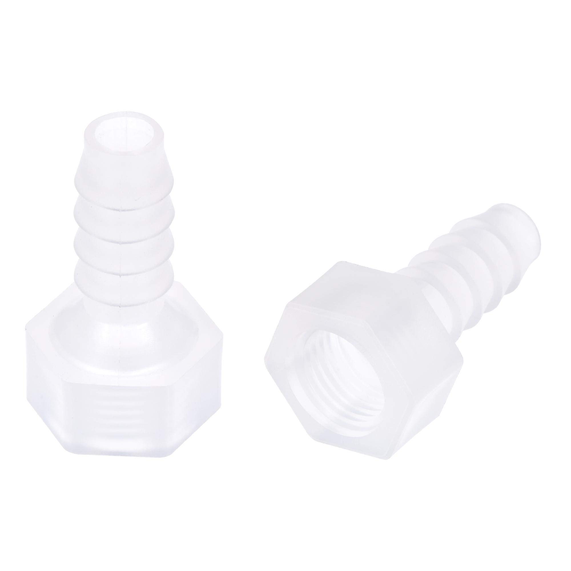 uxcell Polypropylene Hose Barb Fitting Coupler, 8mm Barb x G1/4 Female Thread Pipe Adapter, Translucent 2Pcs