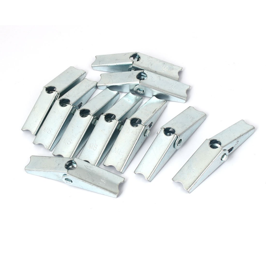 Aexit 76mm Long Anchors M8 Female Thread Spring Loaded Hollow Wall Anchor Wing Nuts Expansion Anchors 10 Pcs