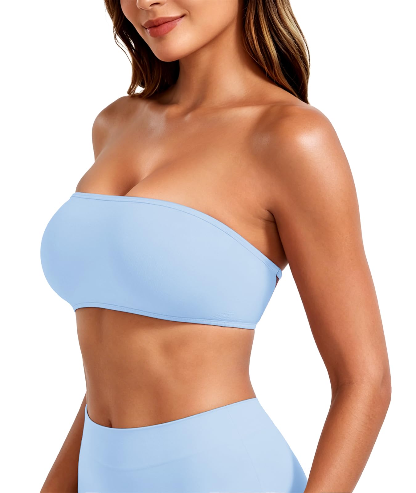 YEOREO Nahtlos Bandeau BH Damen Non Slip Trägerloser BH Damen ohne Bügel Gepolstert Rückenfrei Tube Top Damen Push Up Strapless Bra Schulterfrei BH