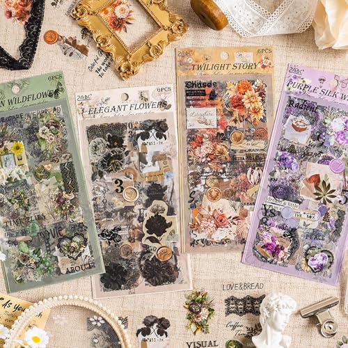 Ptyism 309 Pièces/24 Feuille Autocollant Scrapbooking, Stickers Scrapbooking | Autocollant pour DIY Bullet Journal, etc