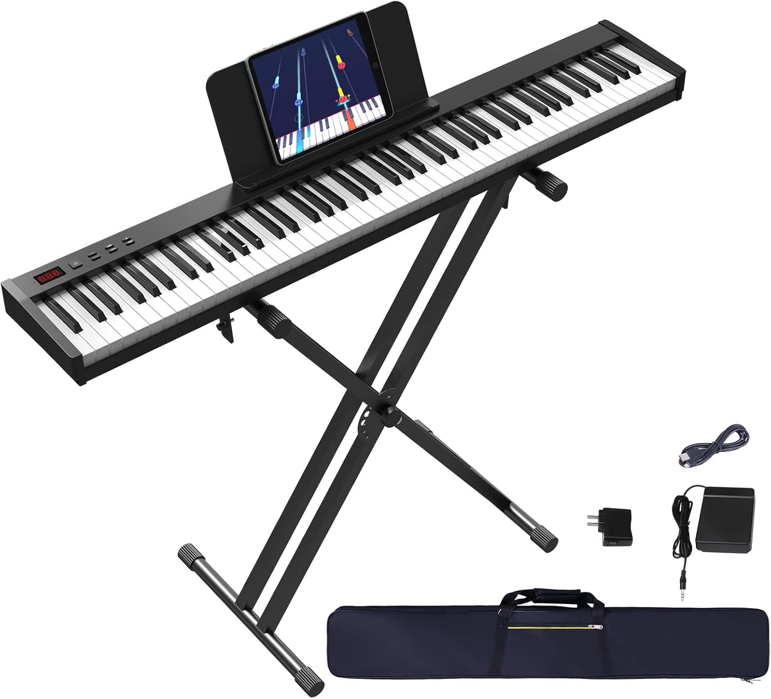KONIX Piano Keyboard 88 Key with Stand, Touch Sensitivity