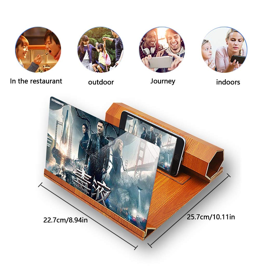 Loupe d'écran, Agrandisseur de téléphone Pliable 3D HD 12 Pouces, idéal for Regarder des Films et vidéos sur Tous Les Smartphones