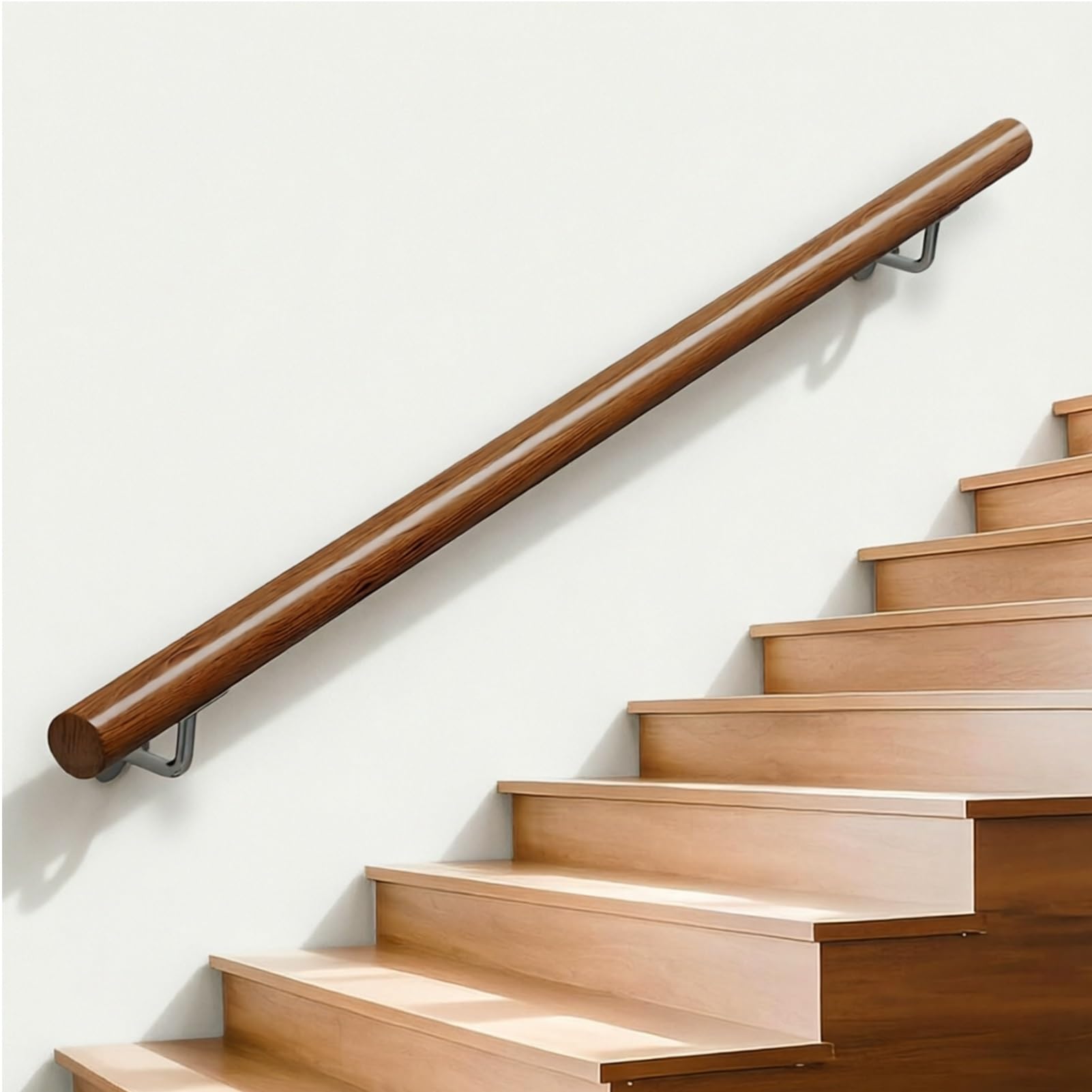 DMCHENGMA Wooden Stair Handrails, 10ft/11ft/11.5ft/12ft/13ft/13.1ft/14ft/15ft Non-Slip Banister Hand Rails for Indoor Outdoor Steps(14ft/420cm)
