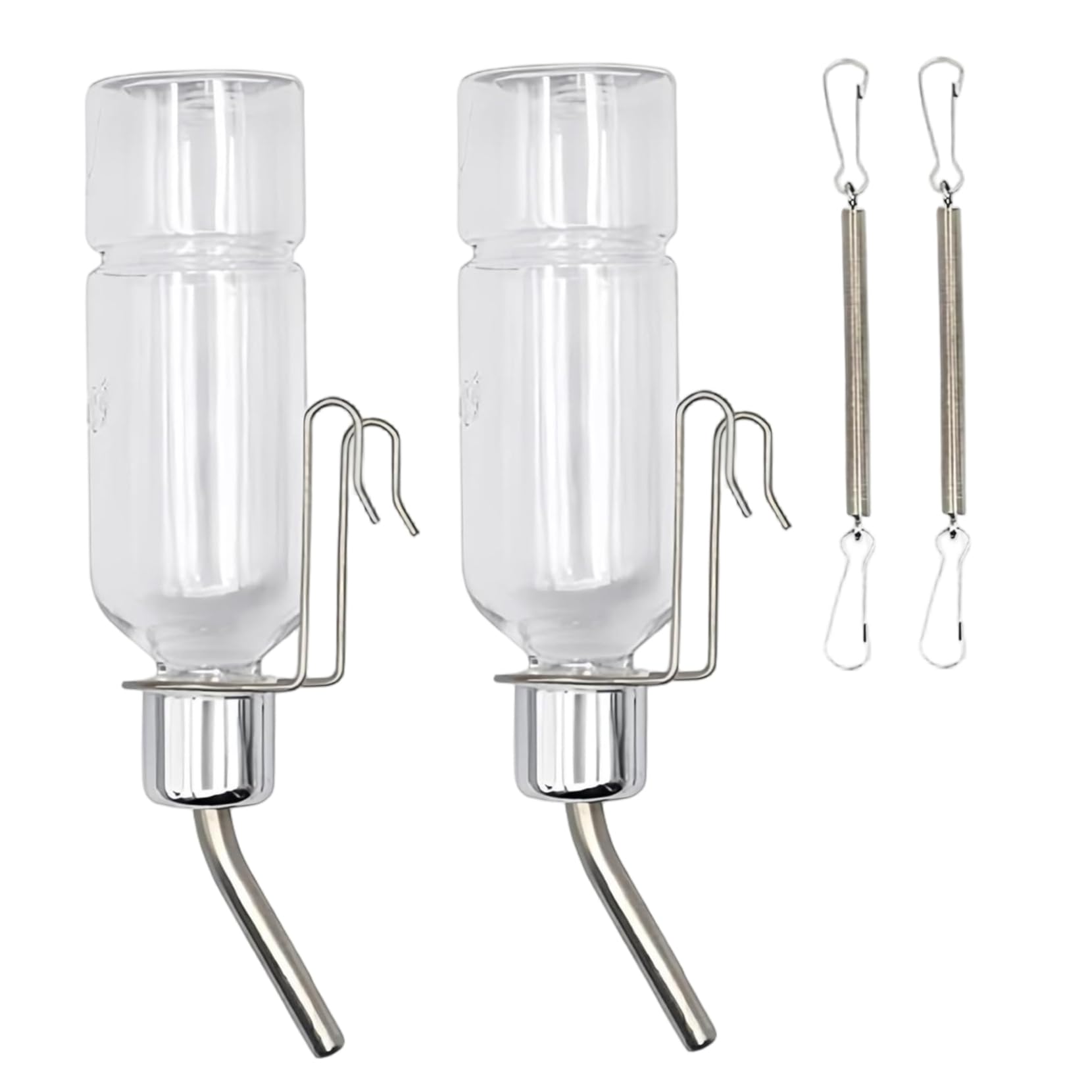 2PCS Guinea Pig Water Bottle No Drip 350ml Clear Plastic Hamster Water Dispenser Hanging Rabbit Waterer for Chinchillas, Hamsters, Rabbits, Guinea Pigs, Squirrels, Rabbit Dispenser