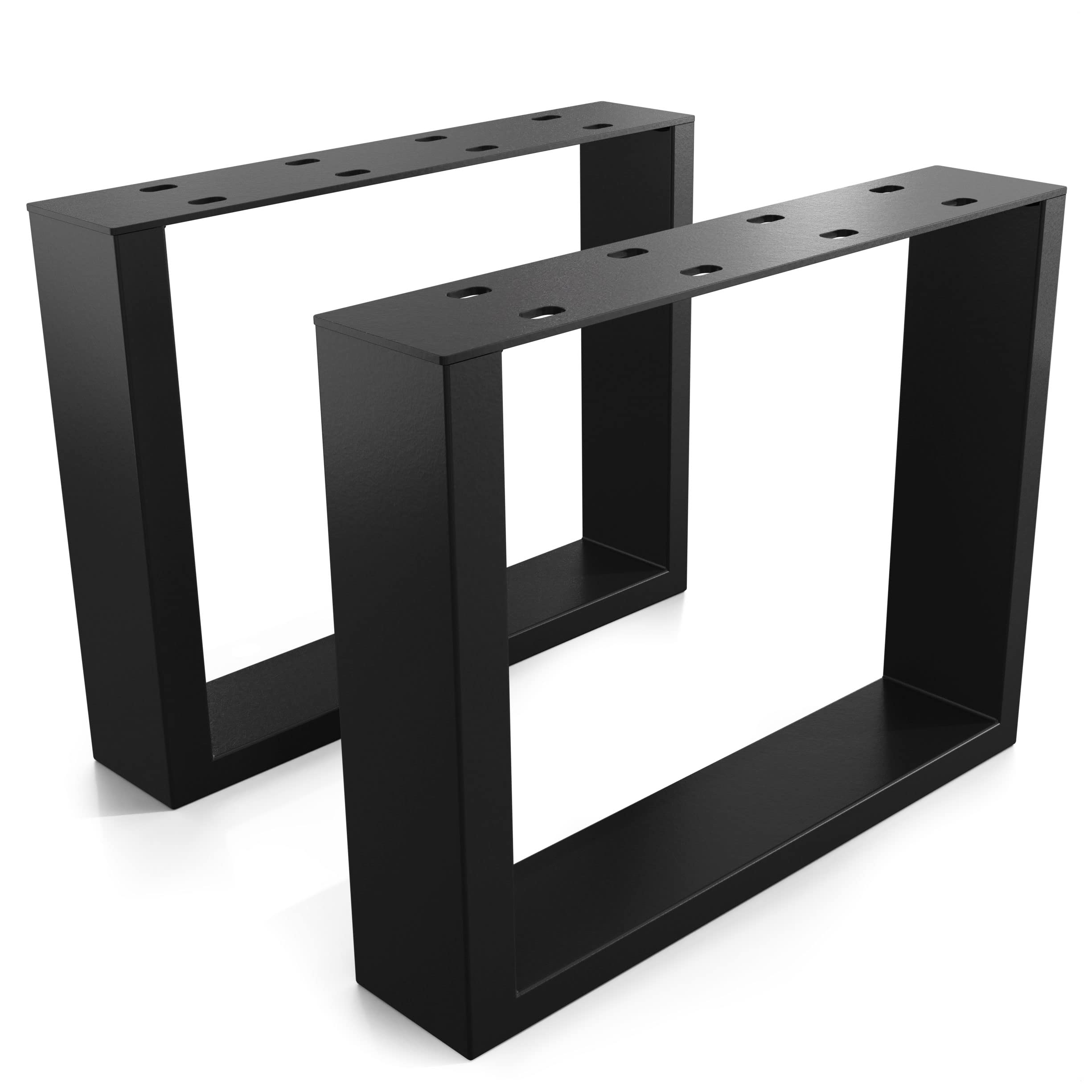 NOGGI: 2 Patas de Mesa de Metal Angular (40x30cm - Negro - Mesa Baja | Banco) | Patas para Muebles Modernas de Acero con Perfiles Cuadrados |