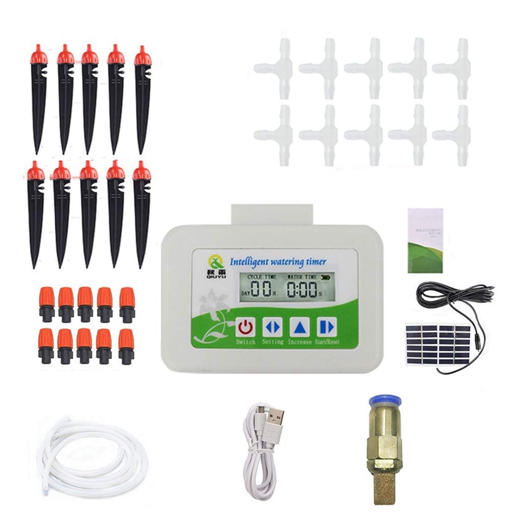 MengmiaoSolar Energy Intelligent Watering Timer Atomization Drip Irrigation System Garden Greenhouse Digital Automatic Watering Device (Style1)