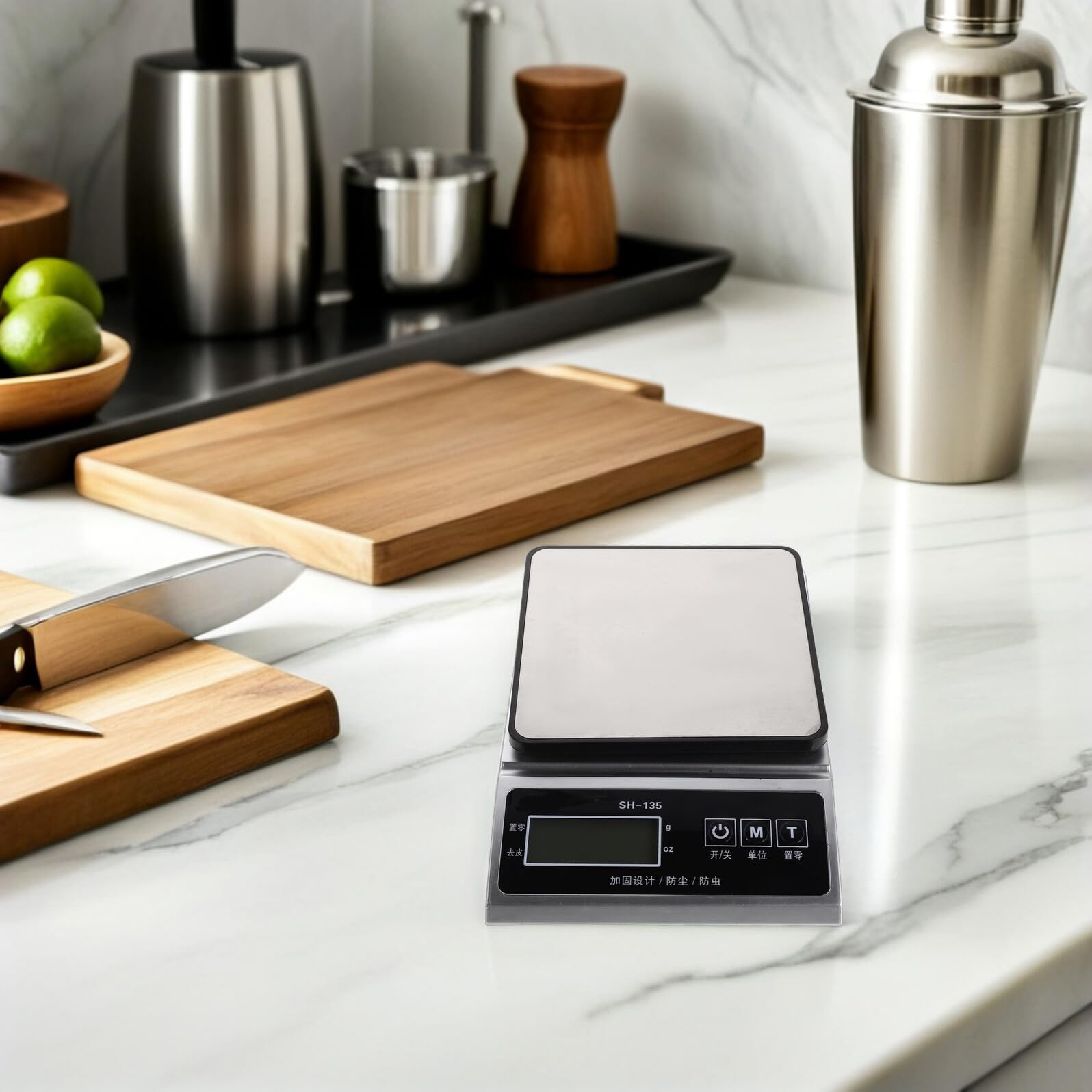SHINEOFI Báscula de Cocina Digital de Alta Precisión 3 Kg Superficie de Acero Inoxidable Mini Báscula Electrónica Portátil para Hornear y Pesar Alimentos sin Batería Modelo 400A