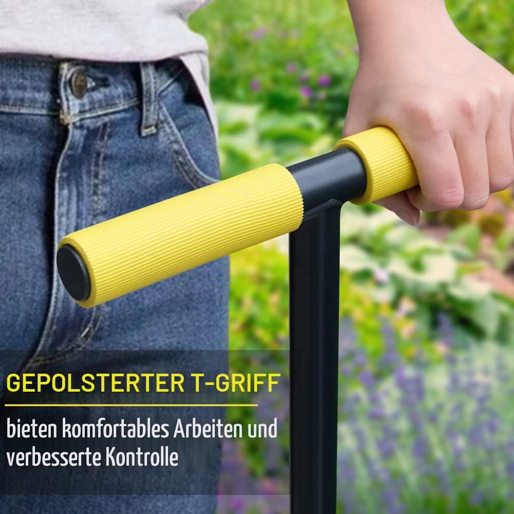 Colwelt Rasenkantenschneider, Half Moon Kantenstecher Rasen mit weichem T-Grip, Manueller Kantenstecher für Gras, der Bürgersteige, Einfahrten, Gärten, 96 cm grenzt