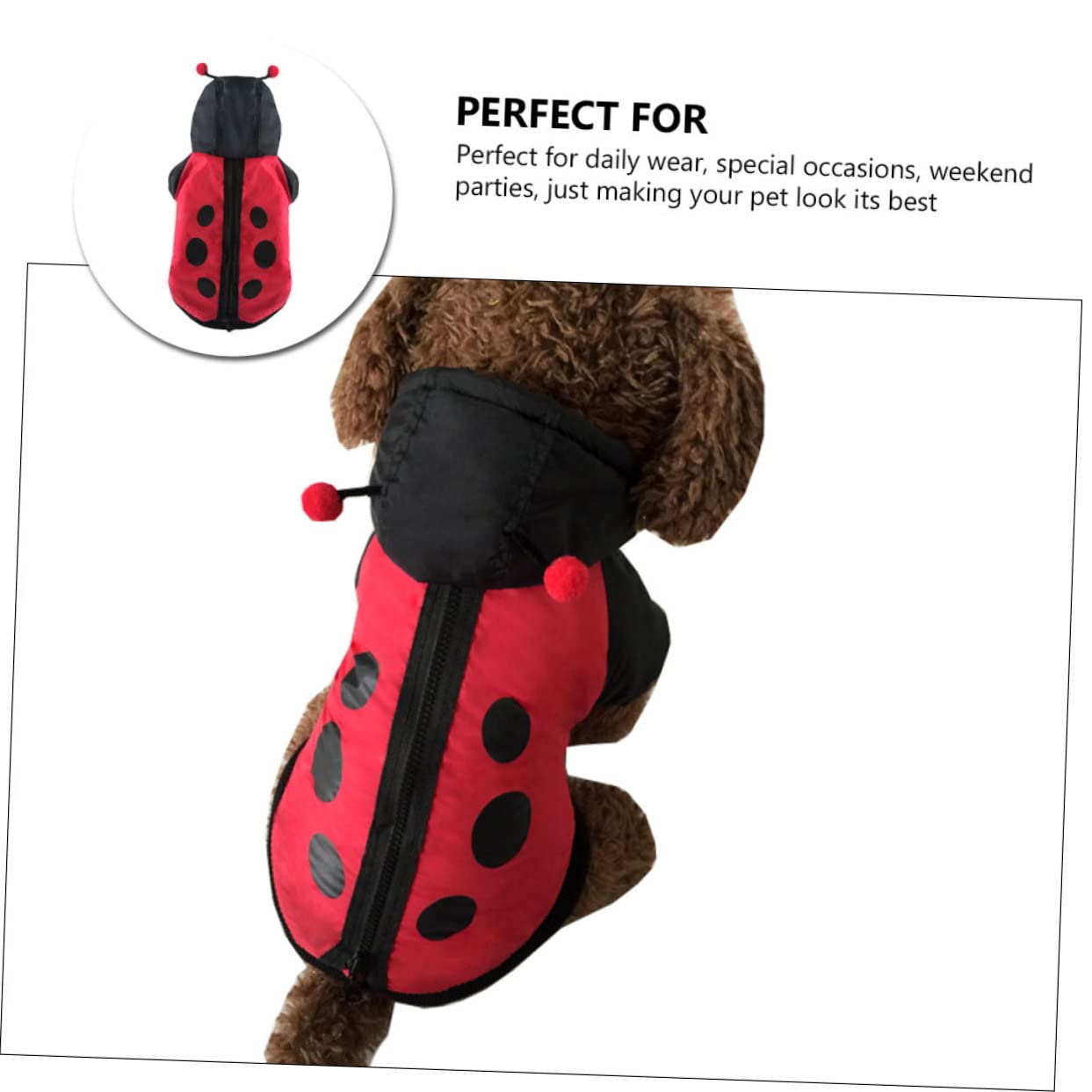 INOOMP 2piezas Disfraz De Halloween para Perros y Gatos Abrigo De Mascota Tipo Mariquita Ropa Cálida y Divertida para Ocasiones Especiales como Navidad y Fotografía Diseño Creativo y