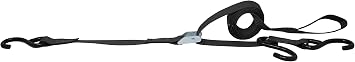 1 Inch x 6 Ft 3 Point Cam Buckle Tie Down, S Hook On Fixed End, Adjustable Strap Has A Sliding S Hook Black