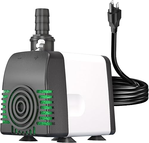 Bomba de agua sumergible de 880 GPH, bombas de estanque con protección contra sobrecalentamiento, caudal ajustable Desin 6.5 pies de elevación de