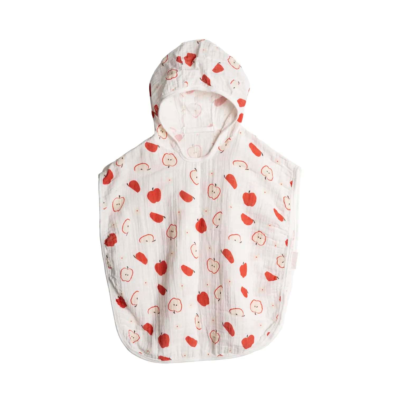 100% Cotton Muslin Baby Bath Poncho - Soft &amp; Absorbent Hooded Towel for Infants &amp; Toddlers, Lightweight and Breathable, Perfect (Apple)