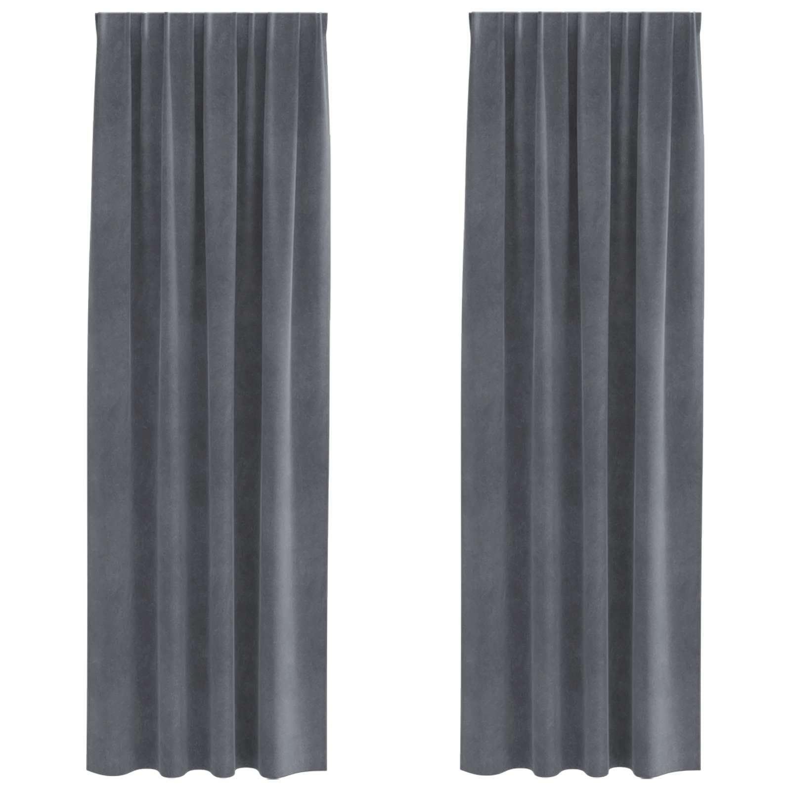 Juego de 2 cortinas opacas de terciopelo, 140 x 260 cm, para dormitorio y salón, diseño moderno en gris claro con trabillas para un fácil montaje