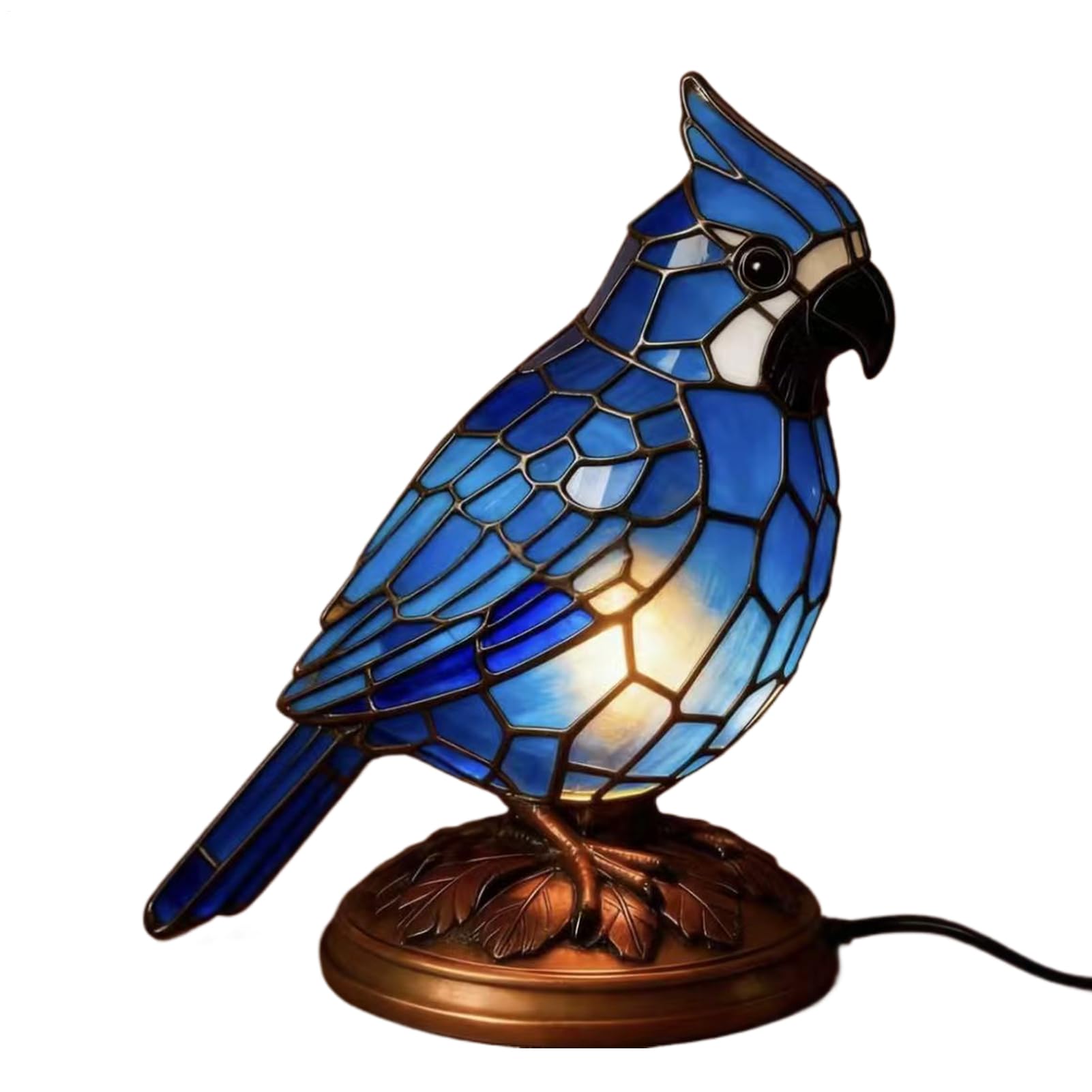 Daooibpa Bird Table Lamp, Handmade Resin Vintage Stained Glass Bird Night Lights Ornaments, for Bedroom, Living, Office, Corridor, Bedside Table, Desk and Display Shelf