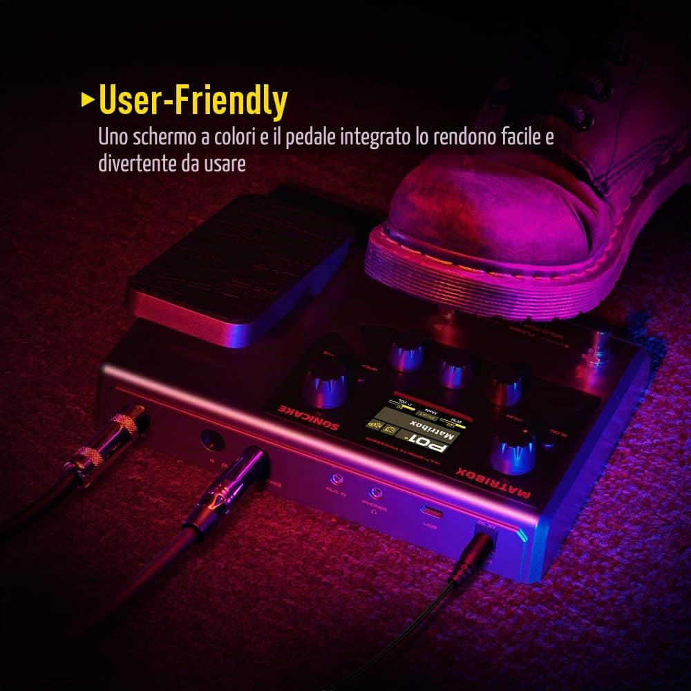 SONICAKE Multieffetto Pedale per chitarra Processore espressione 140 Effetti integrati 198 Preset Looper Modellazione di amplificatori Supporto IR OTG Matribox