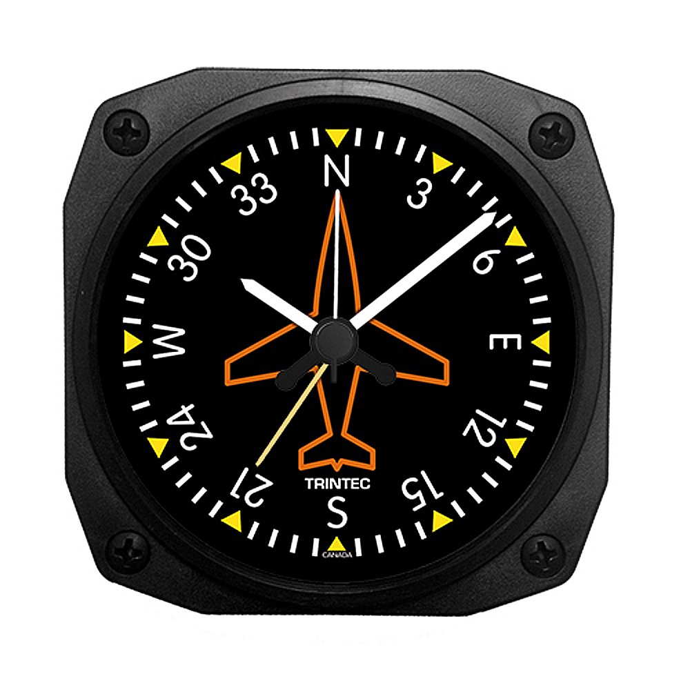 TrintecDirectional Gyro Alarm Clock 3.5" Square Aviation Instrument Dial DM62