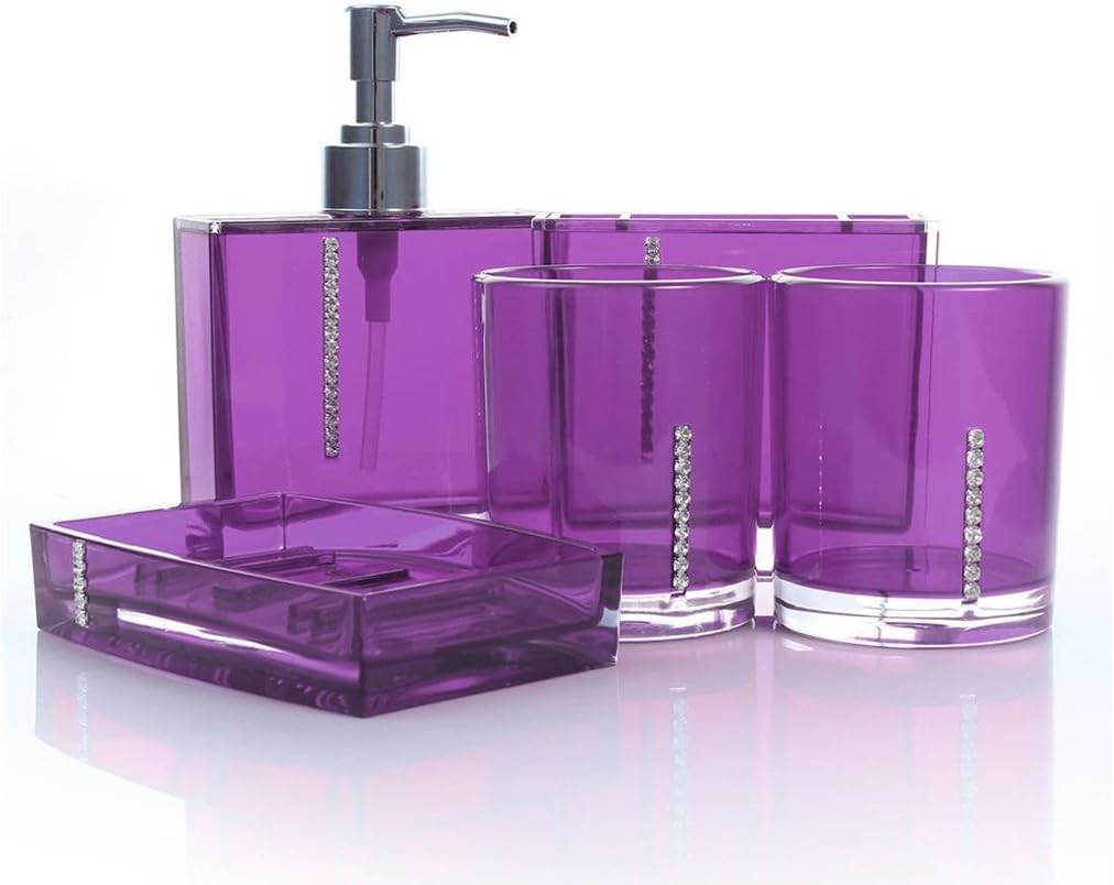 YIYIDA Bathroom Accessory Set 6 Pieces Soap Dish Dispenser Tumbler Toothbrush Holder