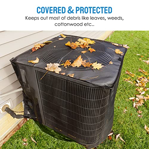 Joiish Air Conditioner Cover Full Mesh With Detachable Waterproof Top, Breathable & All Seasons, 28 X 28 X 32 Inch Outside Central Ac Unit Protector Against Leaves, Weeds, Cottonwood And Debris #TOP5