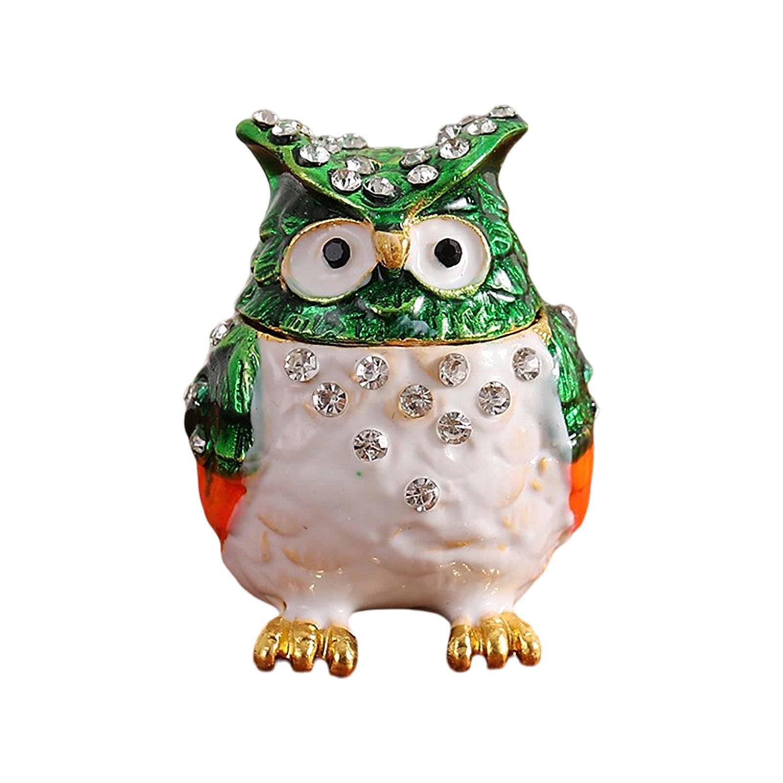 Piceioep Diamonds Encrusted Owl Shaped Alloy Jewelry Box with Secure Storage Compartment for Earrings Necklaces Jewelry Organizers