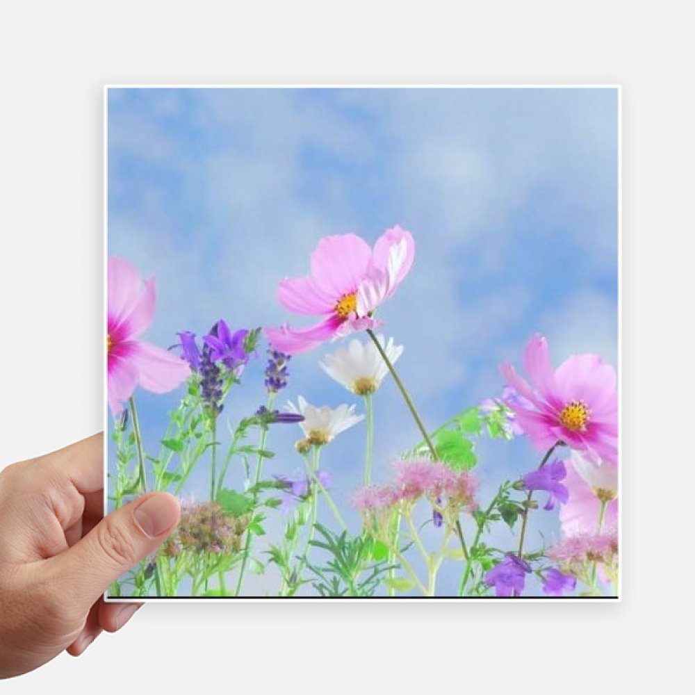 Pegatinas cuadradas vinilos decoración pared maleta portátil moto flores 20cm