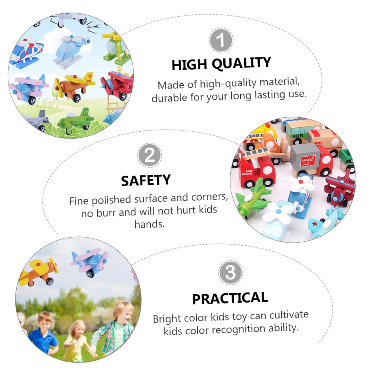 POPETPOP 12 Piezas de Mini Aviones de Madera para Niños Colores Vivos Rebabas, Juguete Educativo Adecuado Desarrollo Temprano y Reconocimiento de Colores