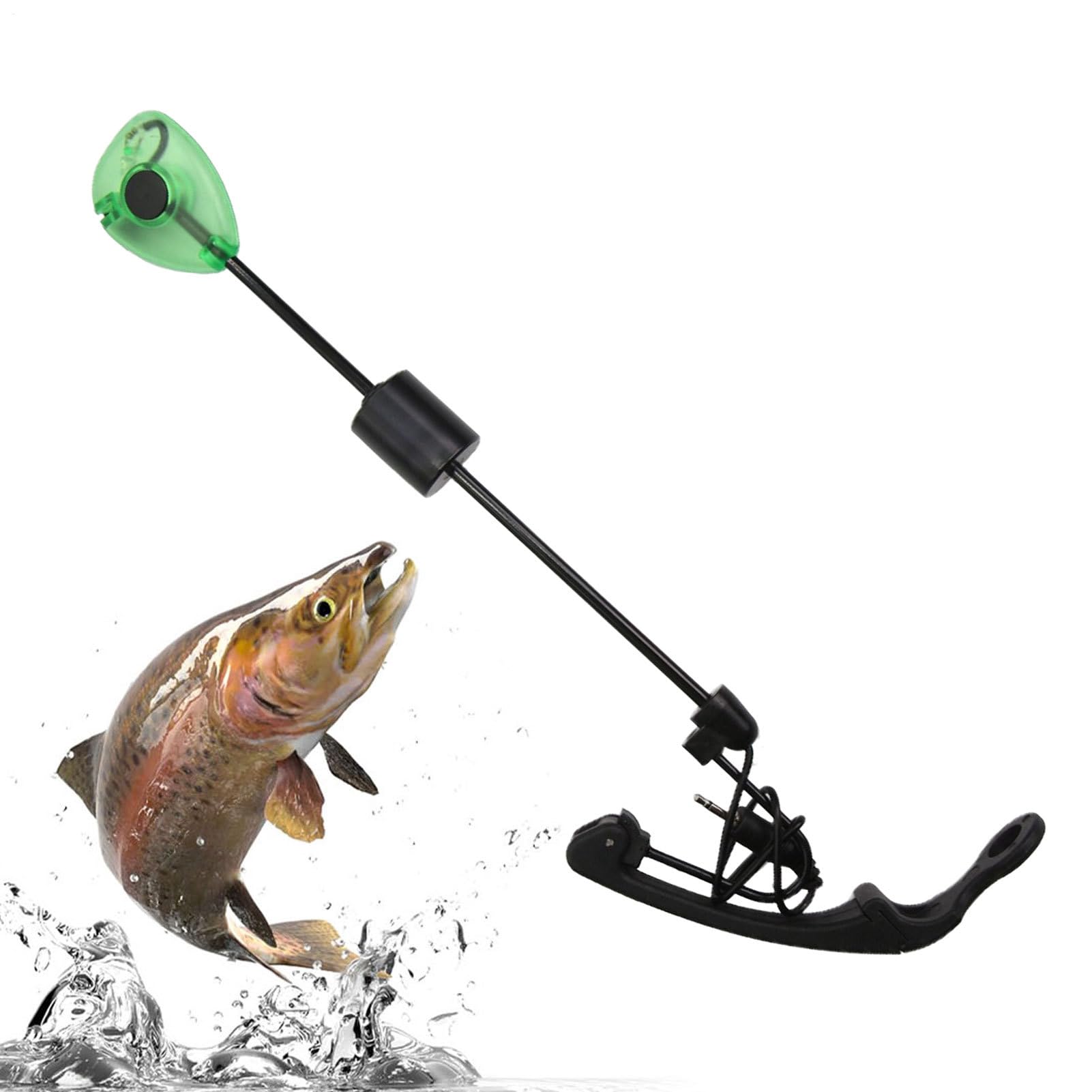 Fishing Rod Alarm - Fishing Alarms Bite Alarms | Indicator with Led Light Detection Tool Gear for Fly Carp Catfishing Outdoor Men Dad green