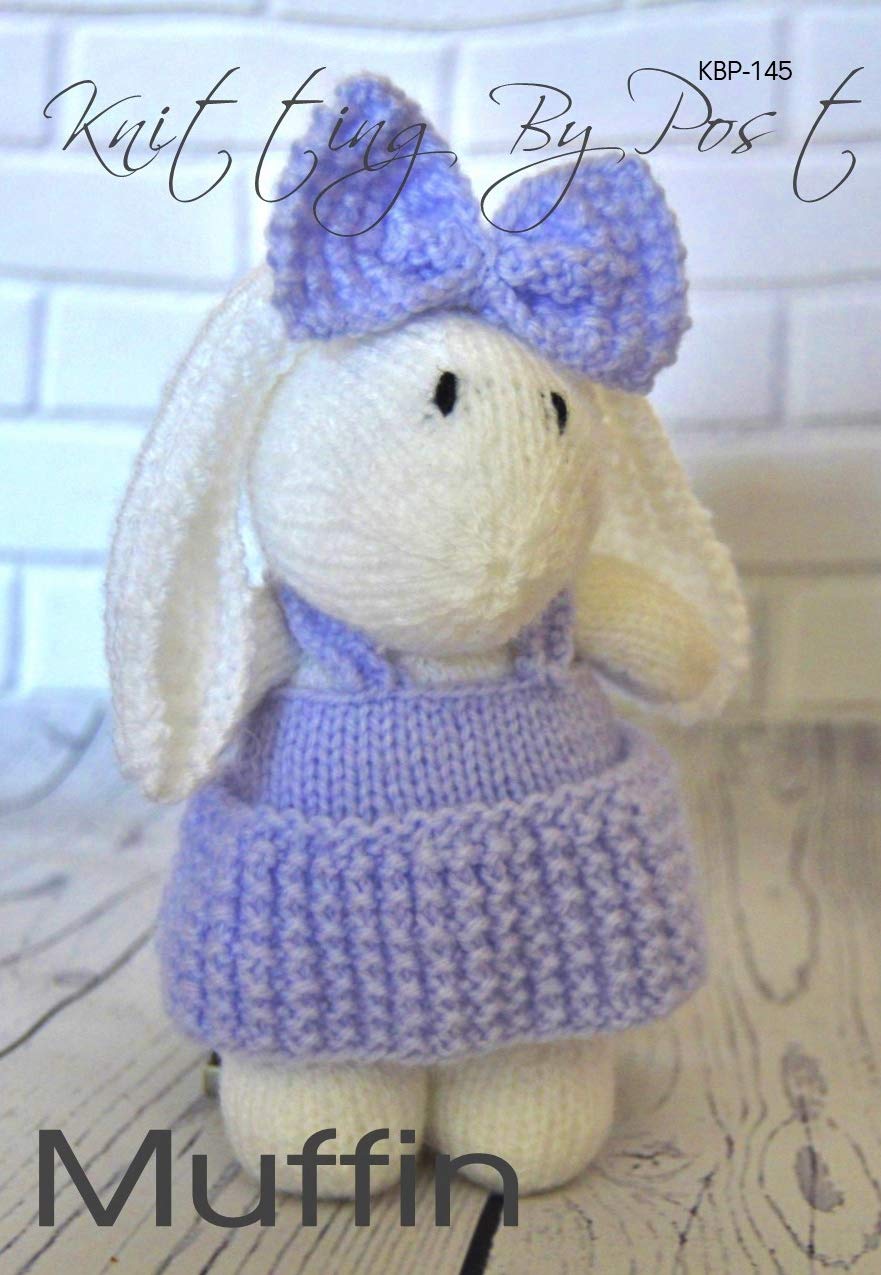 Knitting By Post Purple Knitting Pattern Muffin The Rabbit. Easter Animal Knitters Leaflet. Knit Cute Bunnies Handmade Gifts. Fun Quick & Easy Beginner Rabbit Soft Toy Uk Knits - Uk Knitting Pattern